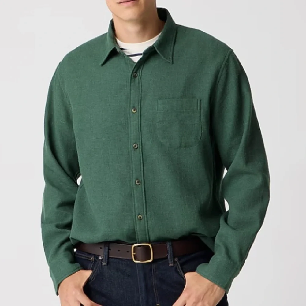 J crew heather sanctuary green Waffle dobby shirt